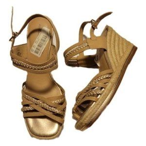 Antonio Melani Beige & Gold Wedge Sandals
